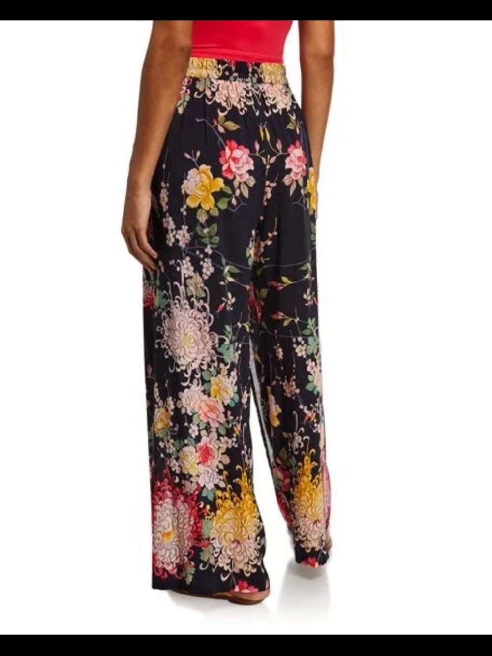 Johnny Was Mono Floral Split Leg Coverup Pants size L NWT - Picture 2 of 11